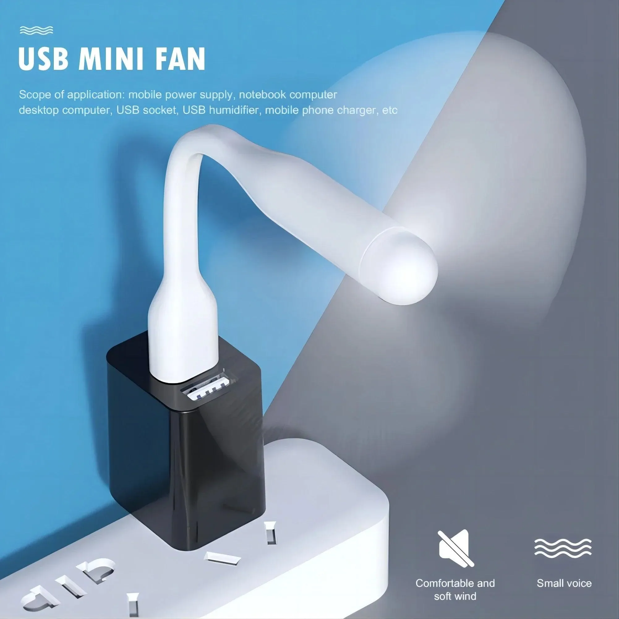 Portable Mini USB Bendable Fan - Handheld Multifunctional Cooling Gadget for Power Banks, Laptops, and AC Chargers