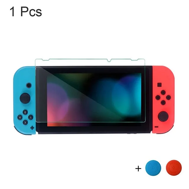 Premium Tempered Glass Screen Protector & thumbsticks For Switch Glass Screen Protector 9H Accessories For Nintend Switch NS NX