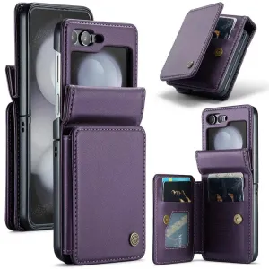 PU Leather Wallet Magnetic Flip Phone Case With Card Holder Kickstand For Z Flip5 6