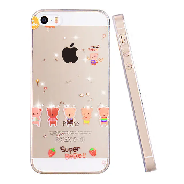 PZOZ For iphone 5se case Rhinestone glitter silicone cover original For iphone 5 s luxury 3D cute cartoon Shell For iphone 5S