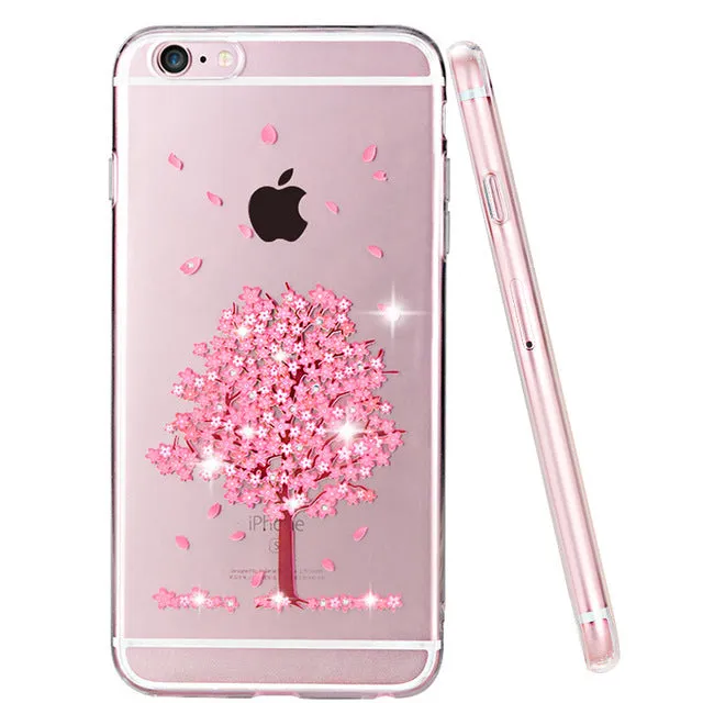 PZOZ For iphone 6 Case Original For iphone 6s Plus Case Silicone Cover Luxury Rhinestone Glitter Cute Crystal Diamond Soft Shell