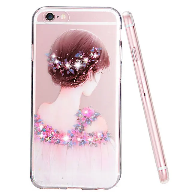 PZOZ For iphone 6 Case Original For iphone 6s Plus Case Silicone Cover Luxury Rhinestone Glitter Cute Crystal Diamond Soft Shell