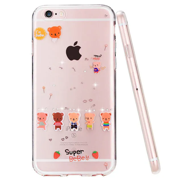 PZOZ For iphone 6 Case Original For iphone 6s Plus Case Silicone Cover Luxury Rhinestone Glitter Cute Crystal Diamond Soft Shell