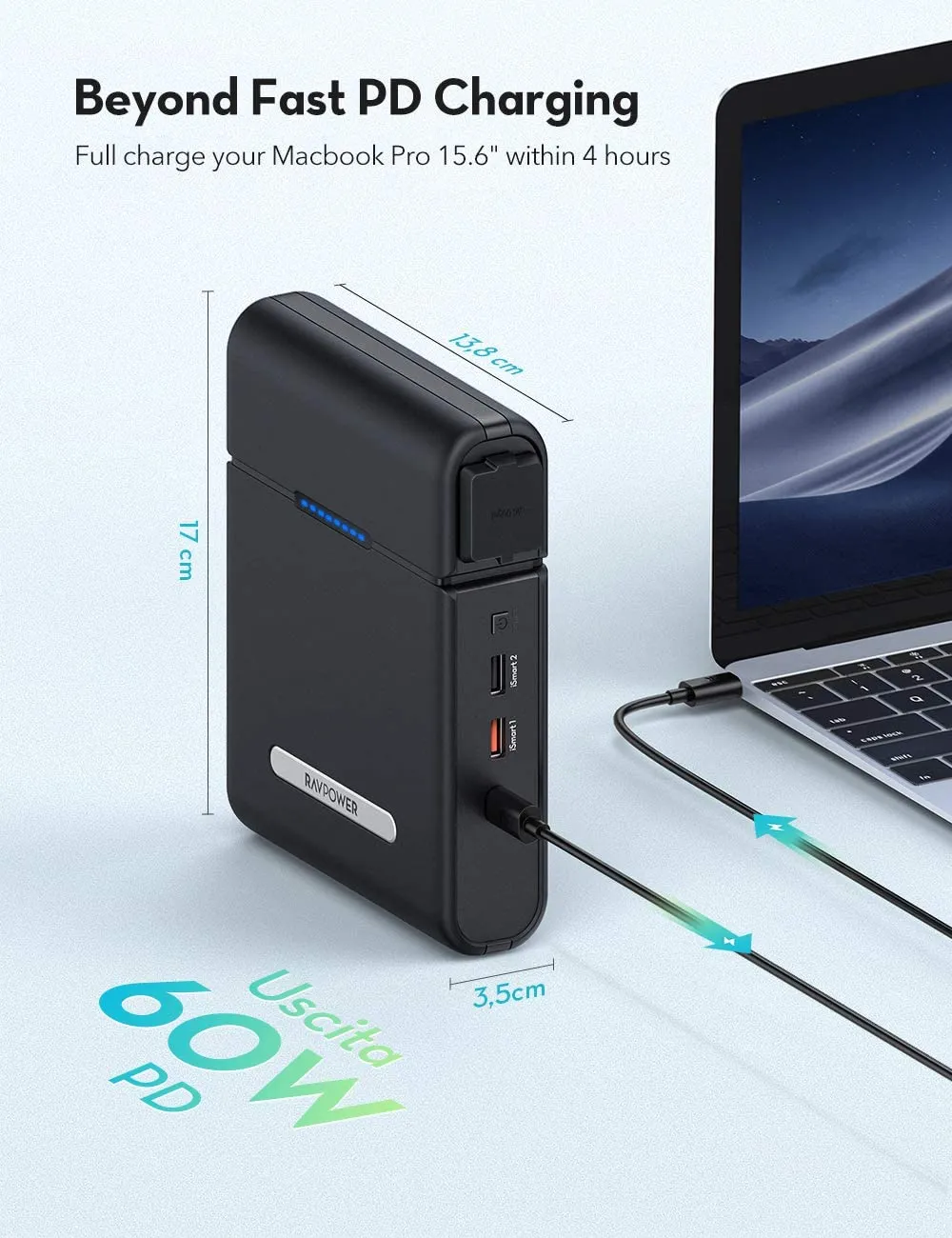 RAVPower AC Power Bank 30000mAh 100W(150W max) AC Outlet