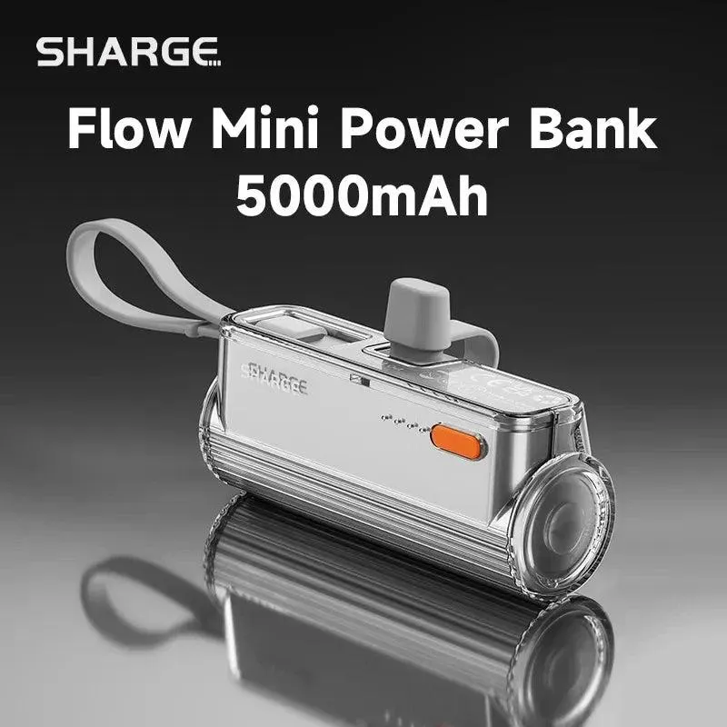 SHARGE 5000mAh Mini Power Bank with Dual USB-C and Lightning Fast Charging for iPhone and Samsung Devices