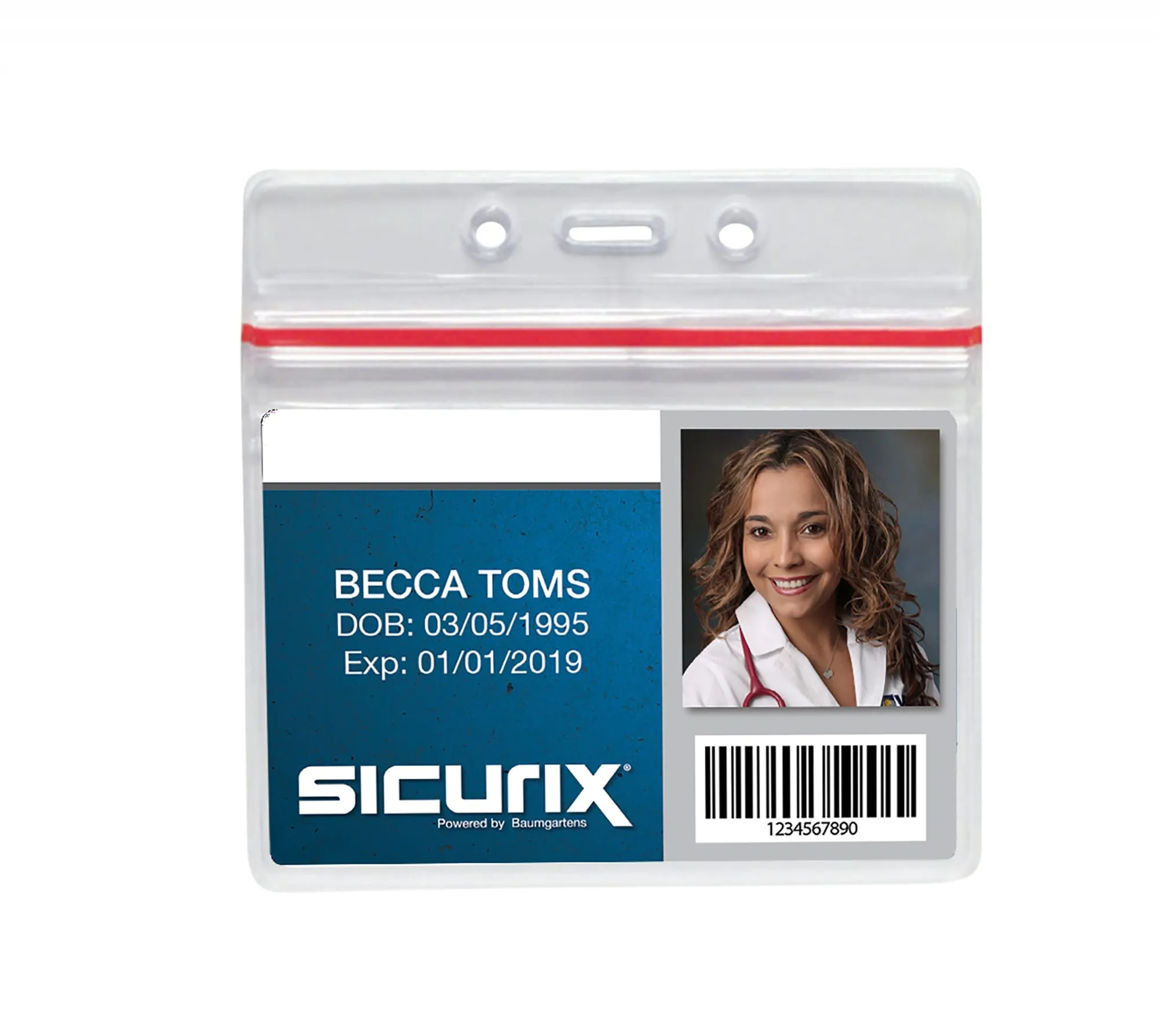 SICURIX Zip Closure Sealable ID Badge Holders Horizontal 50 Pack CLEAR (47830)