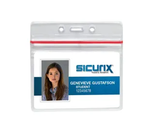 SICURIX Zip Closure Sealable ID Badge Holders Horizontal 50 Pack CLEAR (47830)