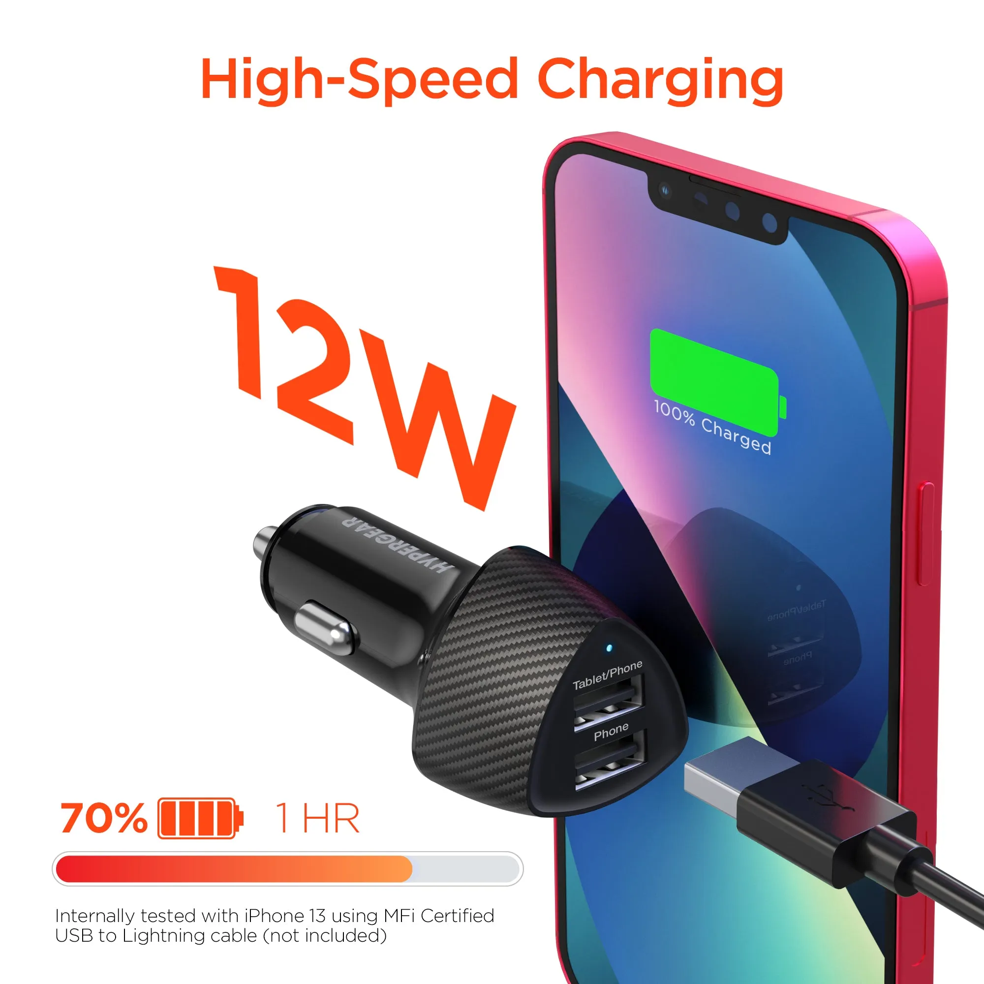 SpeedBoost 12W USB   5W USB Car Charger | Black