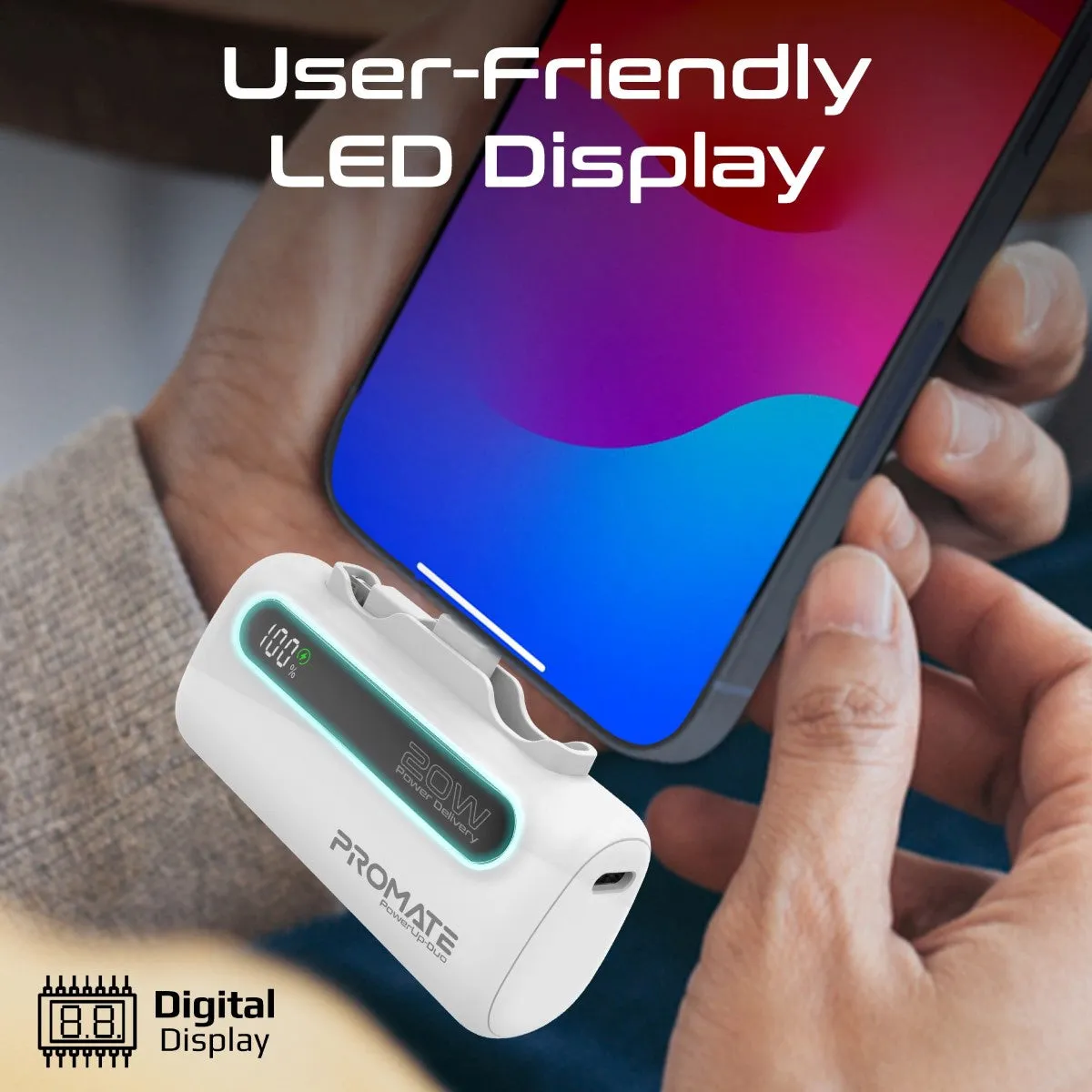 Ultra-Compact Fast Charging Power Bank with Dual foldable USB-C™ & Lightning Connectors