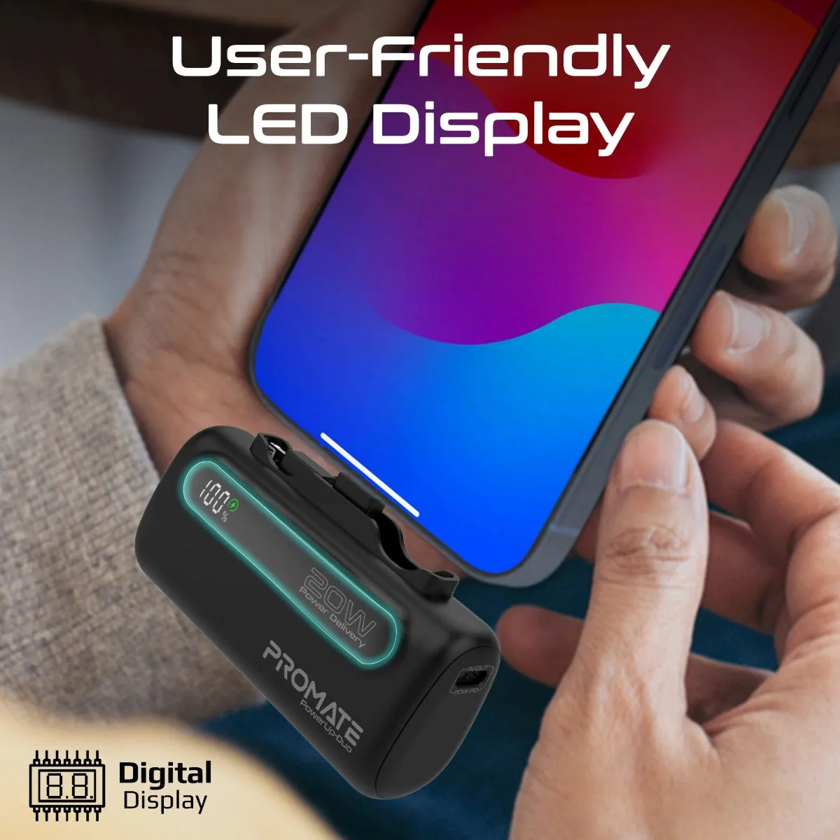 Ultra-Compact Fast Charging Power Bank with Dual foldable USB-C™ & Lightning Connectors