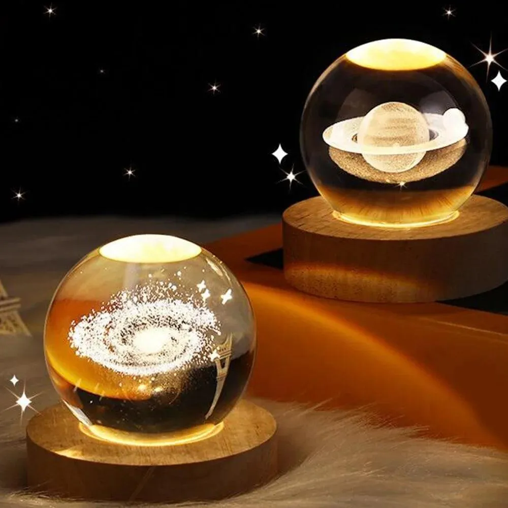 USB Galaxy Crystal Ball Night Light - Artistic Home Decor & Unique Gift