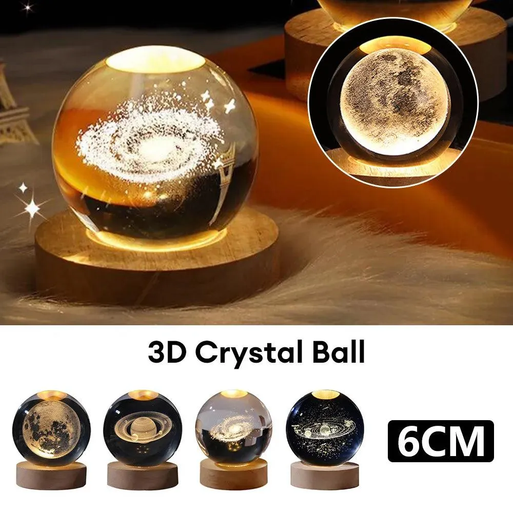 USB Galaxy Crystal Ball Night Light - Artistic Home Decor & Unique Gift