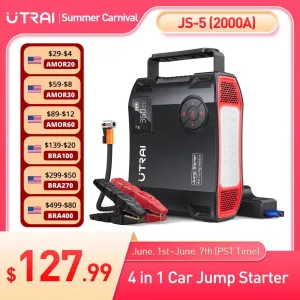 UTRAI 4-in-1 2000A Portable Jump Starter & Power Bank with 16000mAh Battery, 150PSI Air Compressor, and Tire Pump