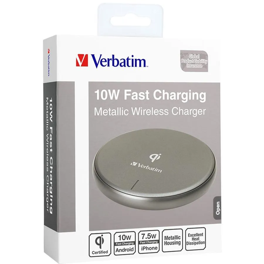 Verbatim Qi 10W Metallic Wireless Charger Grey