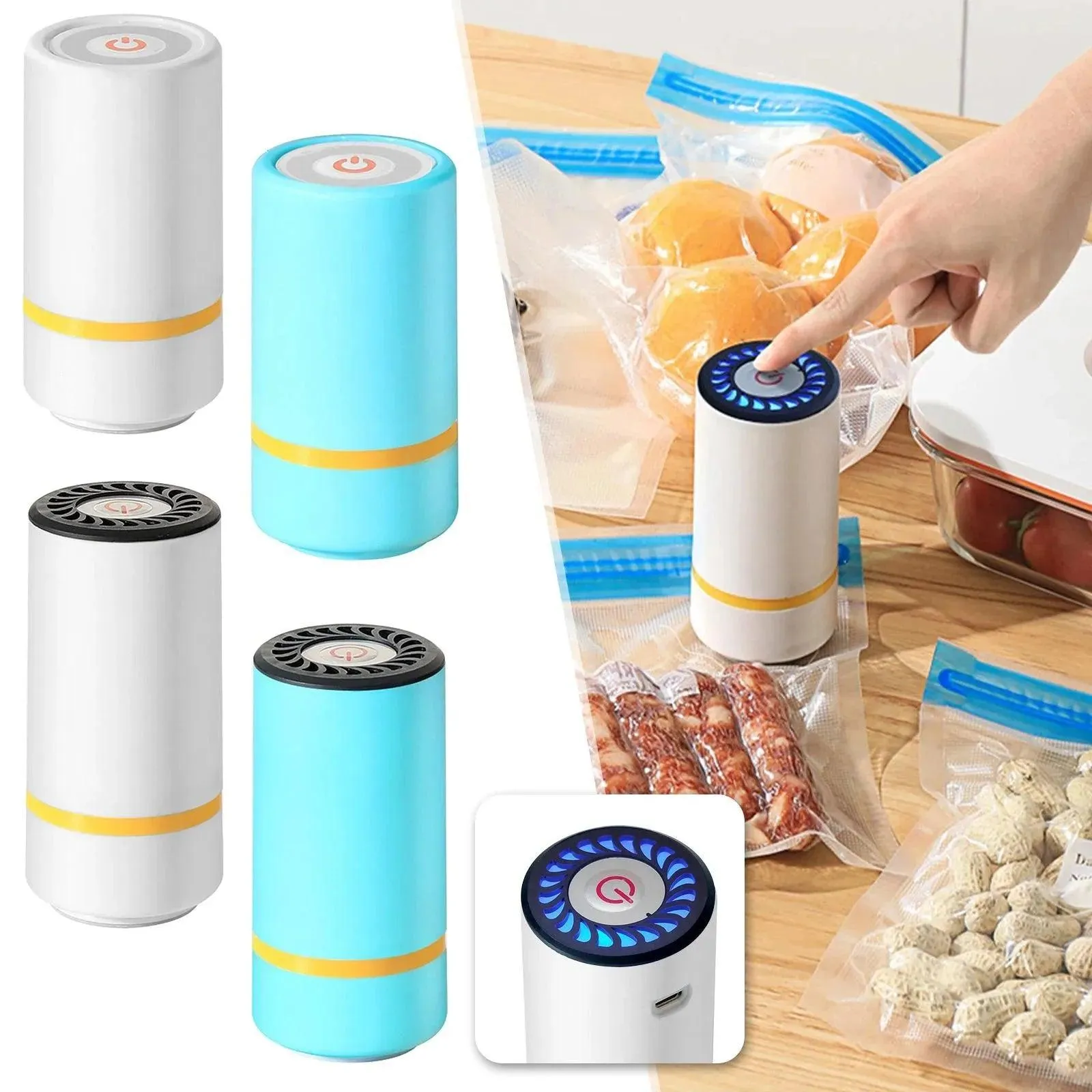 Versatile Food Storage Vacuum Sealer Kit for Mason Jars - BPA-Free, Electric Operation, USB Rechargeable Kitchen Gadget