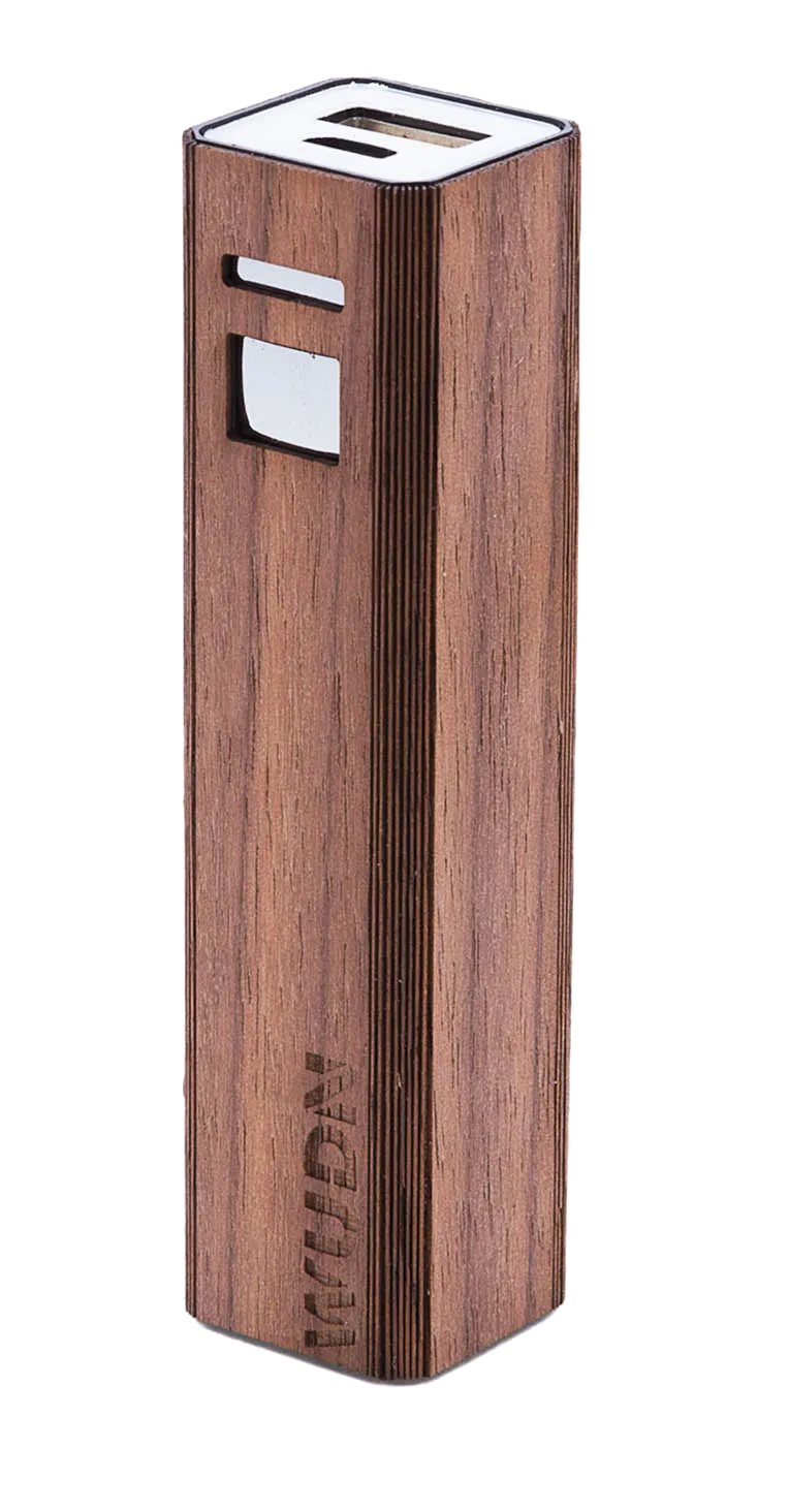 Wooden Ultra-Slim Portable Lipstick Power Bank