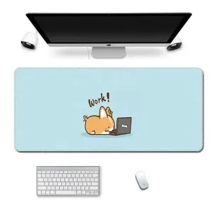 Work Corgi Gaming Keyboard and Mouse Pad - Blue